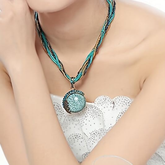 Bohemian Style Turquoise Handmade Pendant Necklace - Women's Accessories